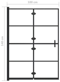 Pannello Doccia Pieghevole in ESG 100x140 cm Nero