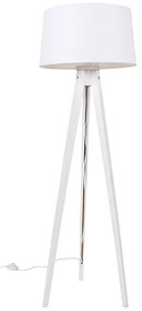 Lampada da terra moderna a treppiede bianca con paralume in lino bianco 45 cm - Tripod Classic