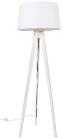 Lampada da terra treppiede bianco paralume lino bianco 45 cm - Tripod Classic