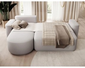 Divano angolare grigio chiaro allungabile/con contenitore (con penisola a sinistra/con chaise lounge) e rivestimento in ciniglia Aurumm – ELTAP