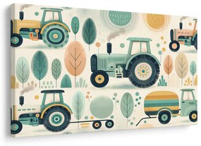 Quadro su tela – Trattori in paesaggio giocoso