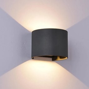 Applique LED moderno da esterno Davos Round doppia luce nero IP54, luce bianco caldo 91.6 lumen, MANTRA