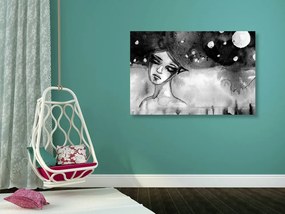 Quadro su tela – Fata lunare in bianco e nero