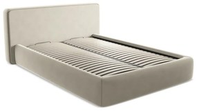 Letto matrimoniale imbottito crema con contenitore con griglia 140x200 cm Kiana - Makamii