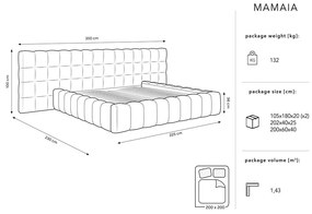 Letto matrimoniale imbottito beige con spazio contenitivo e rete 200x200 cm Mamaia - Micadoni Home