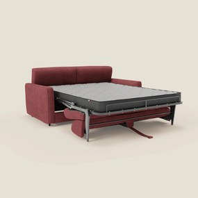 Nivon Divano letto moderno materasso H16 cm con poggiatesta in tessuto impermeabile T25 rosso