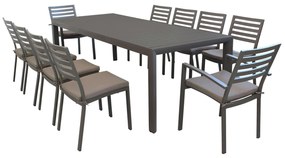 EQUITATUS - set tavolo in alluminio cm 180/240x100x75 h con 10 sedute