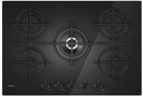 Piastra di cottura a gas 5 fuochi L 75 cm CVG6BR4WTW VETRO WH CANDY nero