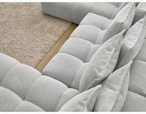 Divano angolare grigio chiaro allungabile e con contenitore (penisola a sinistra/a U) con rivestimento in ciniglia Everest – Bobochic Paris