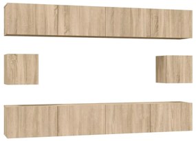 Set di mobili porta tv 6 pz rovere sonoma in legno multistrato