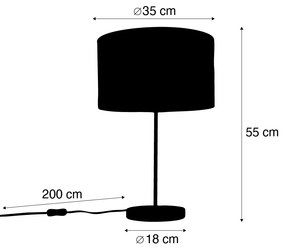 Lampada da tavolo in ottone con paralume in velluto, motivo a foglie e interno dorato - Kaso