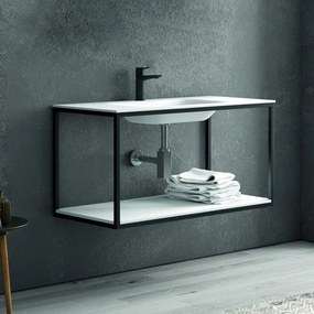 Mobile industrial sospeso 80 cm con struttura metallica e ripiano SOP-80 - KAMALU