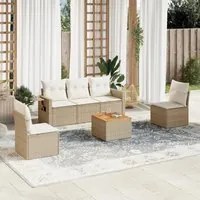 Set Divano da Giardino 6 pz con Cuscini Beige in Polyrattan 3224504