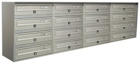 Casellario postale condominiale ALUBOX  Slim 16 posti formato rivista in alluminio argento satinato L 154.5 x P 30 x H 50 cm