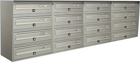 Casellario postale condominiale ALUBOX  Slim formato rivista in alluminio argento satinato L 154.5 x P 30 x H 50 cm