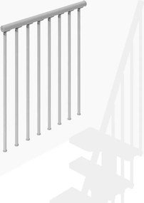 Balaustra in kit IRIS Superiore in acciaio argento, corrimano in pvc grigio, L 101 cm fissaggio a pavimento