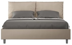 Letto matrimoniale con rete imbottito 160x210 similpelle tortora Antea