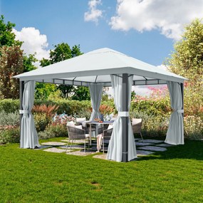 TOOLPORT Gazebo da giardino 4x4m, Softtop, 4 teli laterali, pietra - (300687)