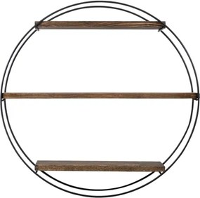 Mensola A Parete Tonda D62 Cm Stile Industrial In Ferro E Legno Naturale Tulipa