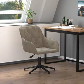 Sedia Da Ufficio Girevole İn Velluto Grigio Chiaro /