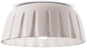 Plafoniera Grande Vintage Decò Madame Gres Ceramica Bianco Naturale 1 Luce E27