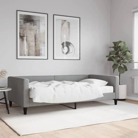 Divano Letto Con Materasso Grigio Chiaro 100x200 Cm İn Tessuto /