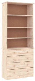 Libreria con cassetti alta 77x35x186,5cm legno massello di pino