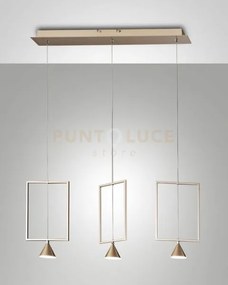 Sirio rectangular sospensione oro opaco 3 luci 3390-49-225