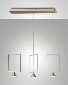 Sirio rectangular sospensione oro opaco 3 luci 3390-49-225
