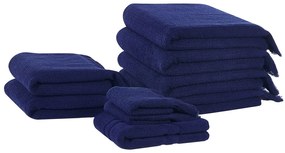 Set di 9 asciugamani cotone blu marino ATIU Beliani