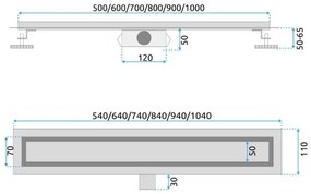 REA-G2562 - Canalina di scarico NEOX 70 cm in acciaio inox/dorato
