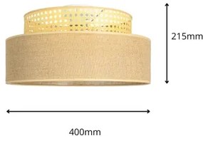 Plafoniera BOHO 1xE27/60W/230V diametro 40 cm rattan