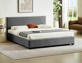 Letto Columbia in velluto grigio - Tap.192 160x200 cm