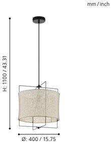 Eglo 79644 - Lampadario a sospensione con filo BRIDEKIRK 1xE27/40W/230V