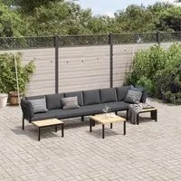 Set Divani da Giardino 5 pz con Cuscini in Alluminio Nero 3283693