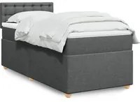 Letto a Molle con Materasso Grigio Scuro Singolo in Tessuto 3286862