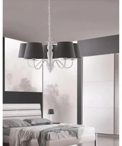 Lampadario Country charm Favola bianco paralume grigio 5x E14 Ø56cm LUCE AMBIENTE DESIGN