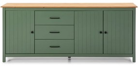 Cassettiera bassa in legno di pino di colore verde-naturale 190x80 cm Miranda - Marckeric