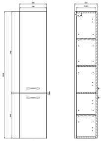 Cersanit S598-043-DSM - Mobile bagno sospeso NIKO 140x30 cm, bianco lucido