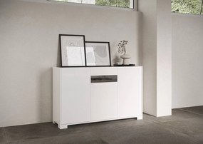 Madia e Credenza alta con Porta TV Riflesso bianco lucido e cashmere, Bianco Lucido / Madia / 3