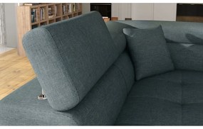 Divano angolare blu allungabile/con contenitore (con penisola a sinistra/a L) Anton – ELTAP