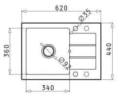Pyramis 70165701 - Lavello cucina NEXT 62x44 cm granito/nero
