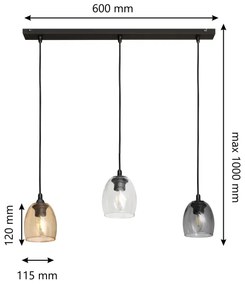 Lampadario a sospensione con filo BRILLANT 3xE27/15W/230V beige/limpido/grigio