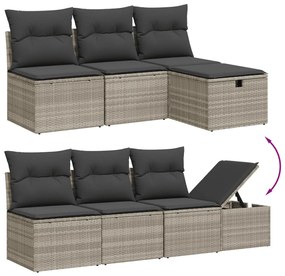 Set divano da giardino 8pz con cuscini grigio chiaro polyrattan