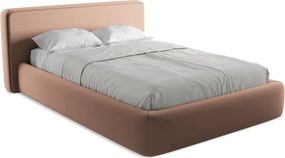 Letto matrimoniale imbottito rosa chiaro con contenitore con griglia 140x200 cm Kiana - Makamii