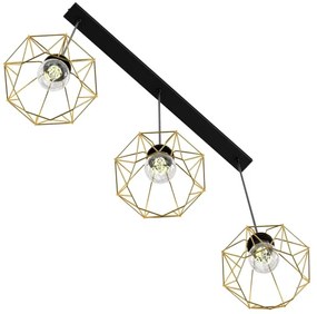 Lampadario a sospensione con filo BERGEN 3xE27/60W/230V nero/oro