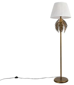 Lampada da terra oro 145 cm con paralume plissettato bianco 45 cm - Botanica