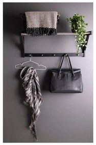 Appendiabiti da parete nero in legno di pioppo con mensola Padova - House Nordic