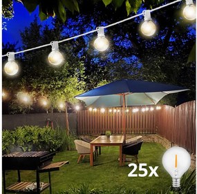 Brilagi - Catena decorativa LED da esterno GIRLANDA 25xE12 20m bianca IP44 bianco caldo