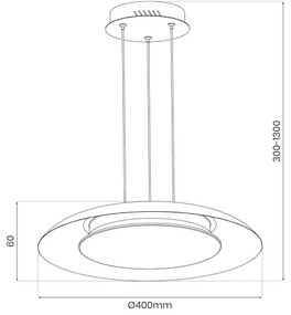 Lampada a sospensione su cavo PIATTINO LED/30W/230V 2700/3200/4000K Ø 40 cm nero